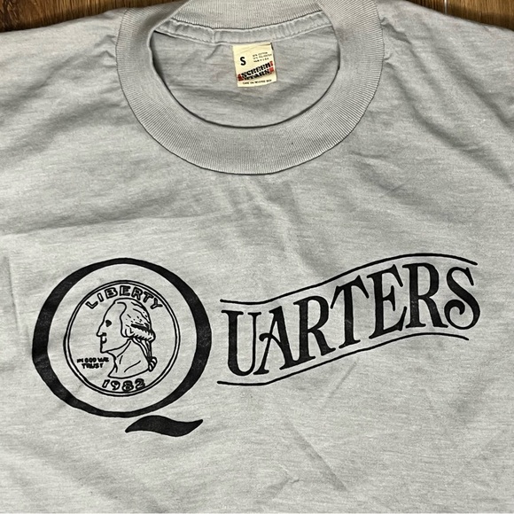 Quarters Vintage Money Shirt Small Gray Washington Screen Stars Tag - Picture 1 of 5